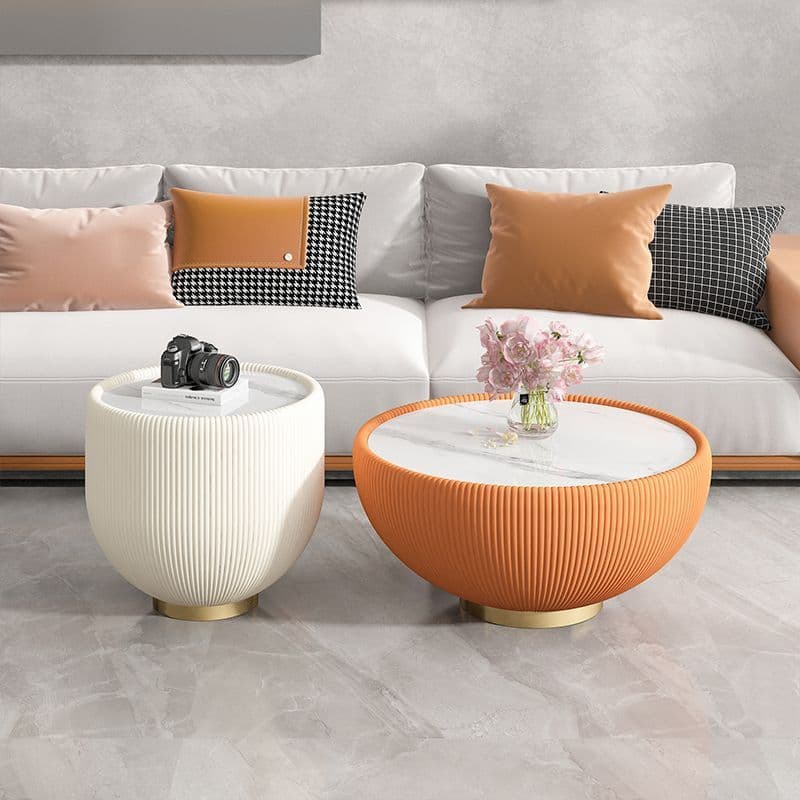 Nordic Slate Coffee Table, Light Luxury, Simple Round Shape, Bedroom Home Living Room Combination Set, Household Slate Round Table Tea Table