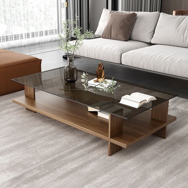 Tempered Glass Coffee Table for Small Apartments, Simple Living Room, Office Square Tea Table, Trendy Ins-Style, Modern Home Use