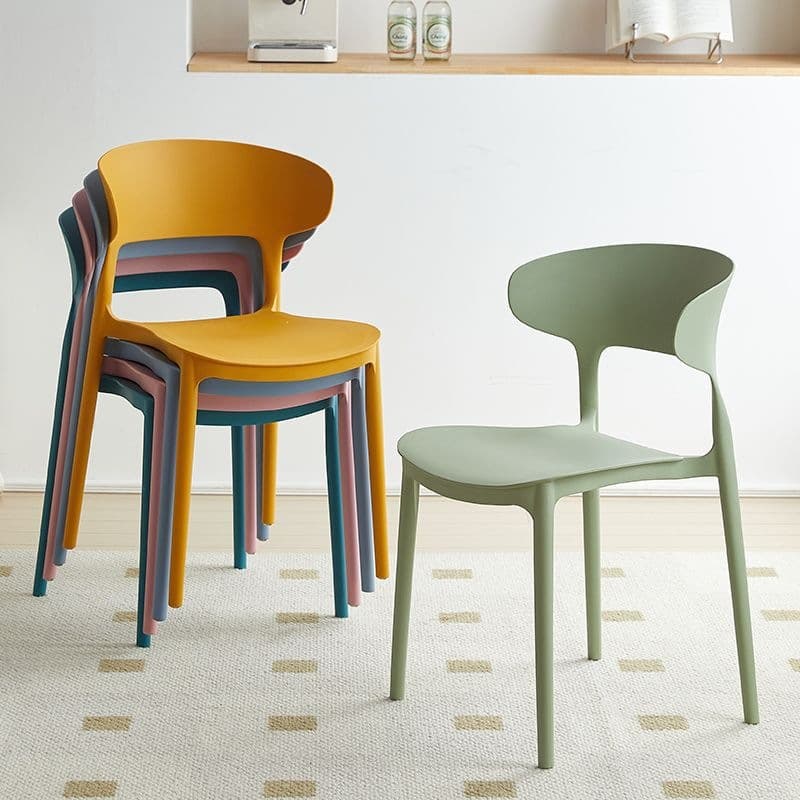 Trendy Plastic Chair with Horn-Shaped Backrest, Suitable for Home Use, Lazy Leisure, Simple Design, Thickened, Nordic Style, Office Use