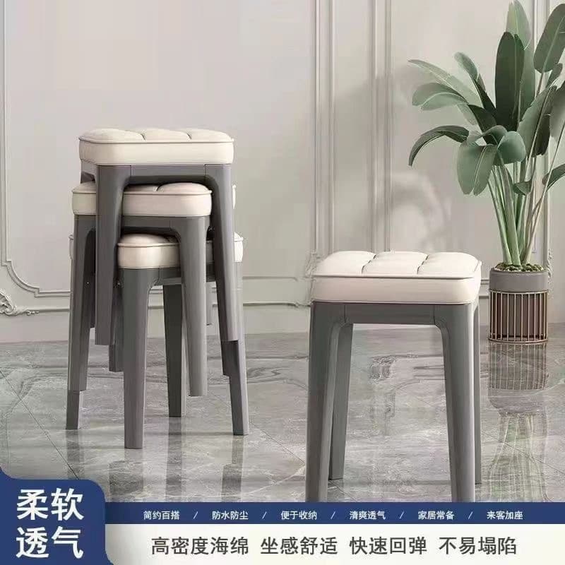 Soft Cushioned Square Stools for Home Use, Suitable for Living Room and Dining Table, Thickened Soft Cushioned Square Stools, Spare Simple and Luxurious Stackable Low Stools