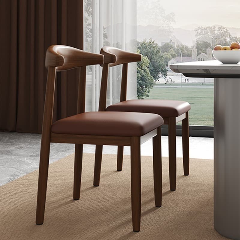 Cowhorn Chair Dining Chair with Soft Upholstery, Nordic Restaurant Chair with Metal Backrest, Dining Table Chair for Home Use, Fast Food Restaurant, Hot Pot Restaurant, Hotel