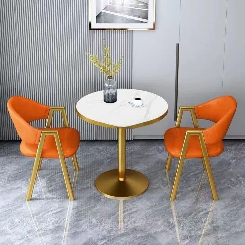 Casual Nordic-Style Small Apartment Balcony Meeting Table and Chair Set, Simple Reception Table for Sales Office, Small Round Table for Milk Tea Reception