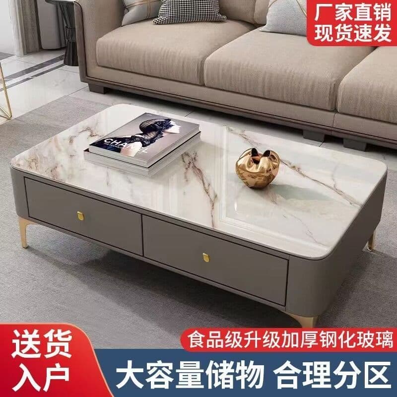 Coffee Table Living Room Home Modern Simple Small Apartment Tea Table Free Installation Soft Bag Light Luxury Coffee Table TV Cabinet Combination