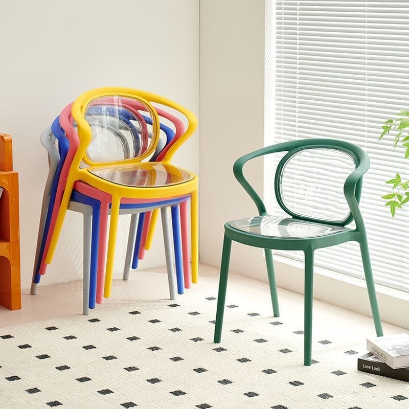 Dining Chair for Home Use, Thickened Backrest, Plastic Transparent Chair, Modern Simple Leisure Chair, Dining Room Table Chair, Spare Chair
