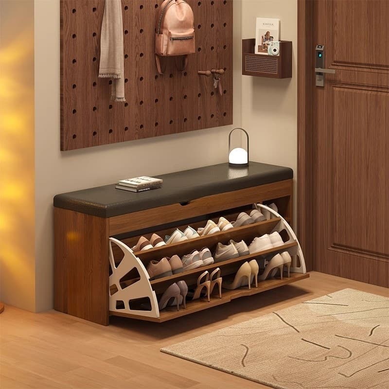 Shoe-Changing Bench at the Entrance, Home Shoe Rack with Seating, Flip-Up Shoe Cabinet with Integrated Bench, Entryway Shoe Bench, Foyer Shoe Bench