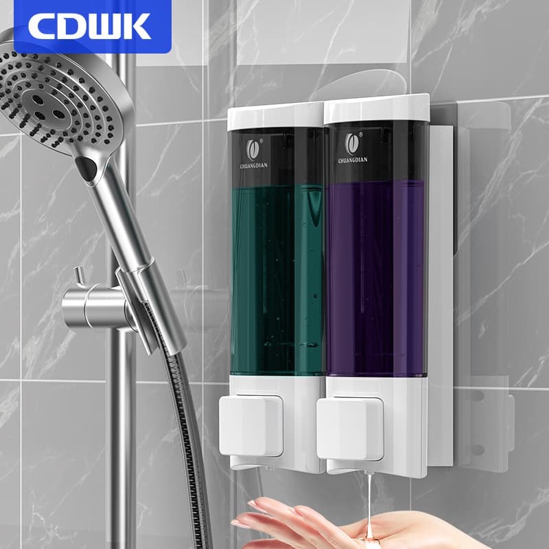 Chuangdian Hotel Soap Dispenser Wall-Mounted No-Drill Manual Press Dispenser Bathroom Shower Gel Shampoo Soap Dispenser