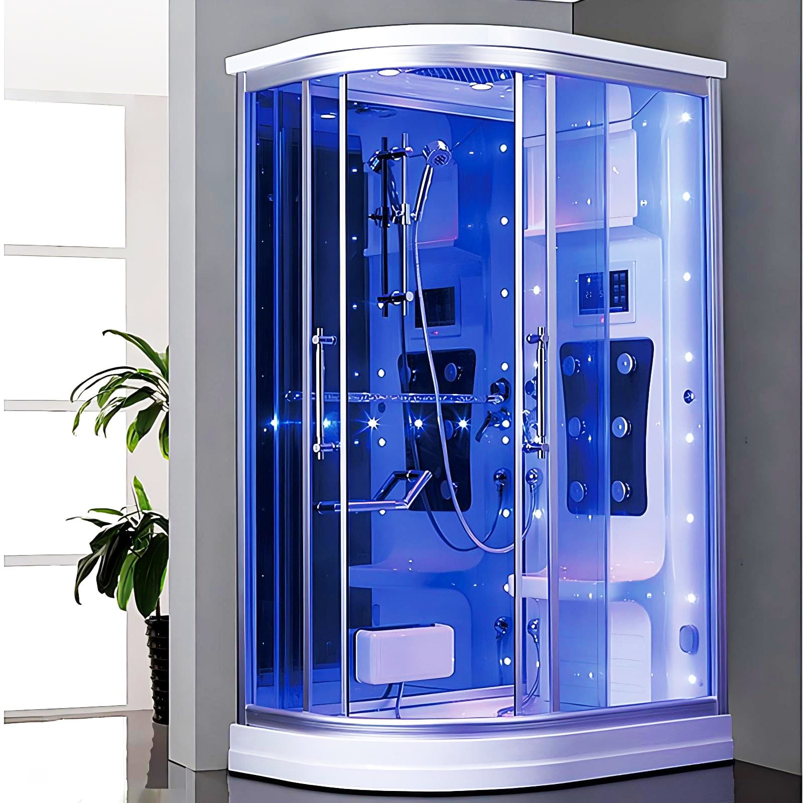 L-Shaped 1180m Integrated Bathroom Steam Shower Room Chassis Glass Door Wet Steam Sauna Independent Integrated Bathroom