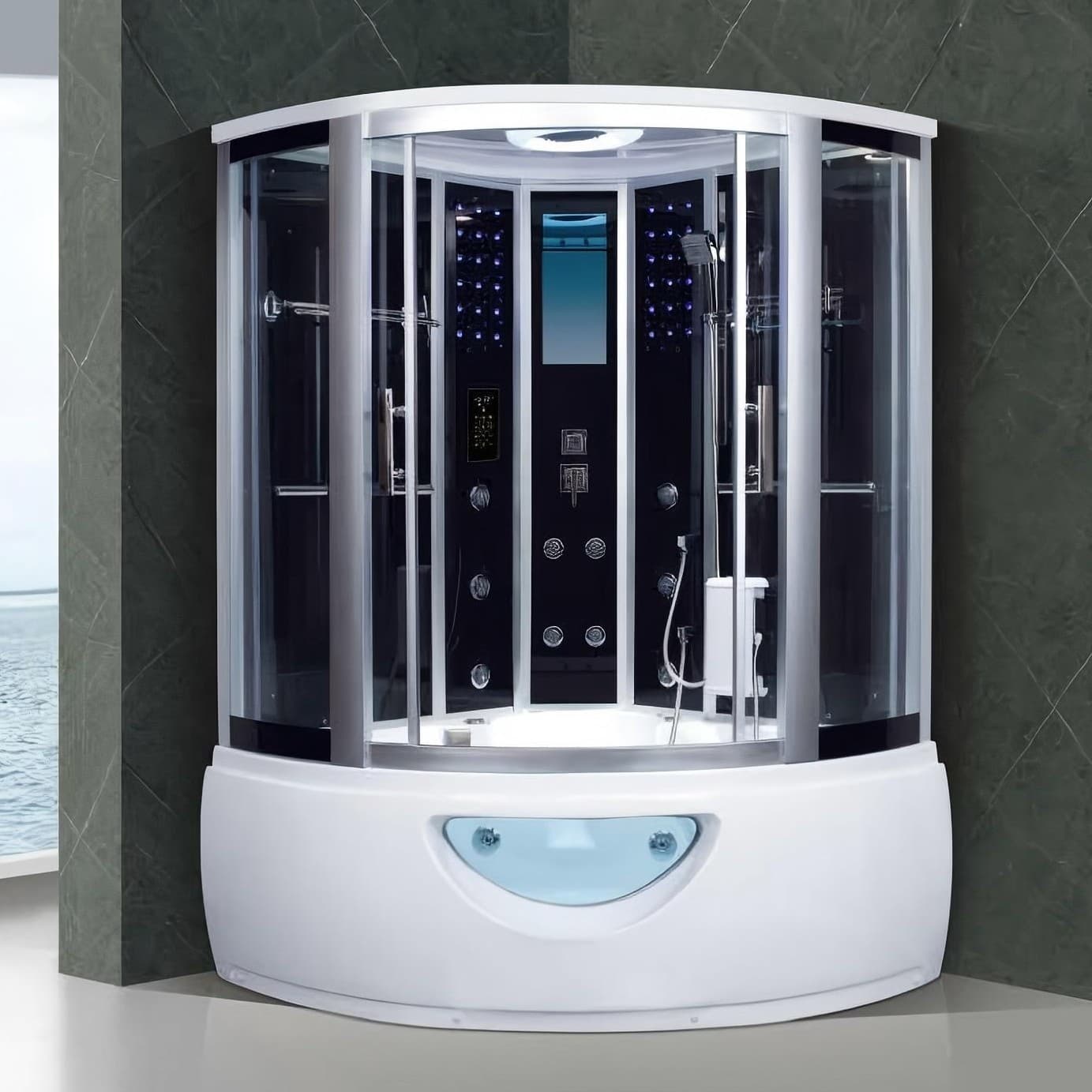 1.3m Massage Surf Bath Dual-Purpose Integrated Bathroom Steam Room Shower Room Glass Partition Wet Steam Bath Room