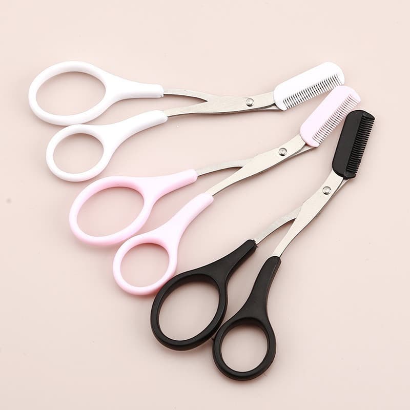 Douyin Beauty Tools Stainless Steel Eyebrow Trimming Scissors with Small Eyebrow Comb Eyebrow Scissors Beauty Eyebrow Trimming Cross-Border Wholesale