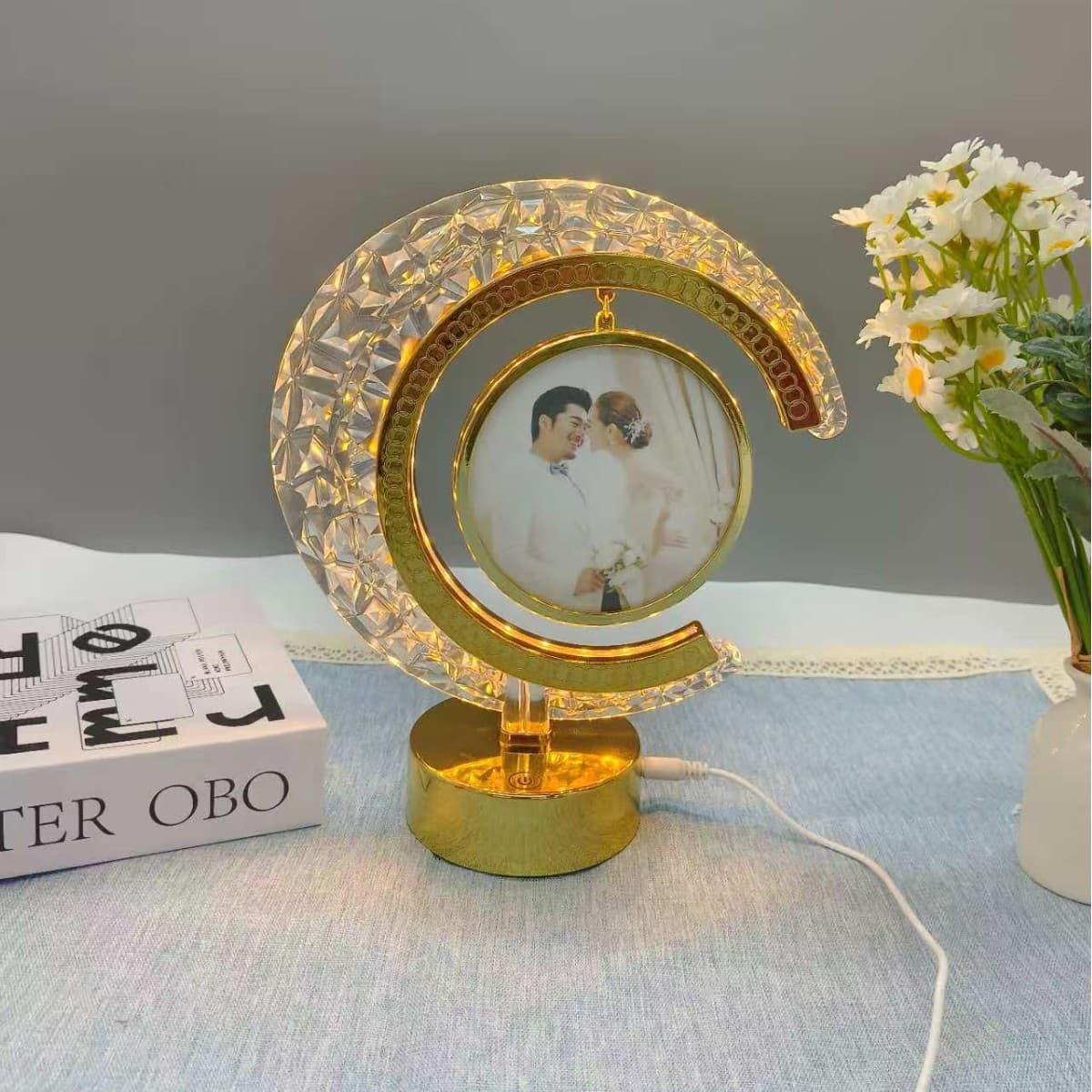 Led Photo Frame Light Luminous Photo Frame Moon Frame Creative Ornaments Kidsren's Room Night Light Lighting Photo Frame Two-In-One