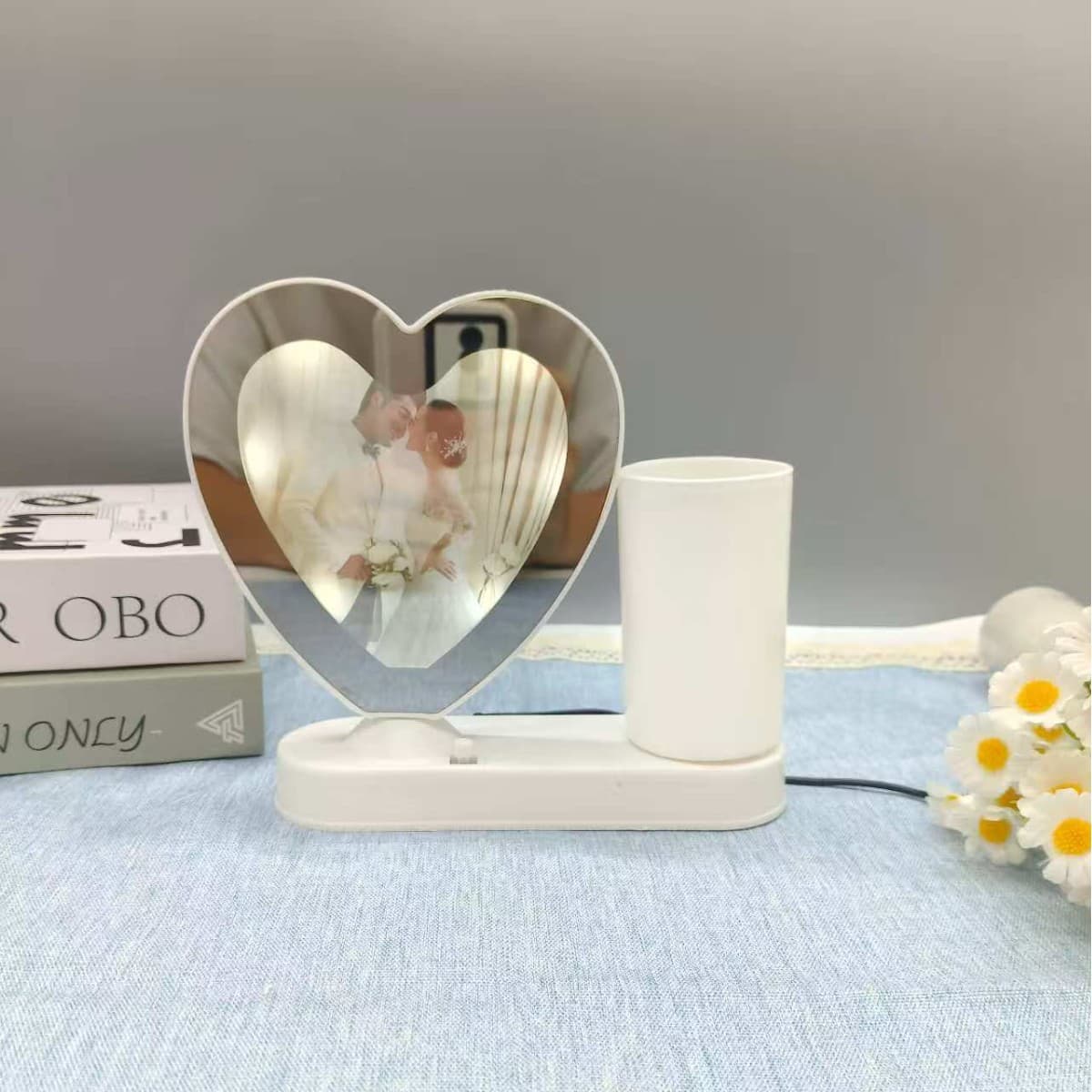 Led Photo Frame Light Luminous Photo Frame Creative Pen Holder Ins Style Desktop Beauty Society Luminous Desktop Pen Holder Multi-Function
