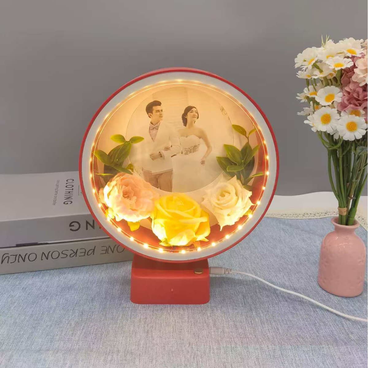 Led Photo Frame Light Luminous Photo Frame Soft Light Eye Protection Brightness Adjustable Bedroom Bedside Desktop Decoration Night Light Cross-Border