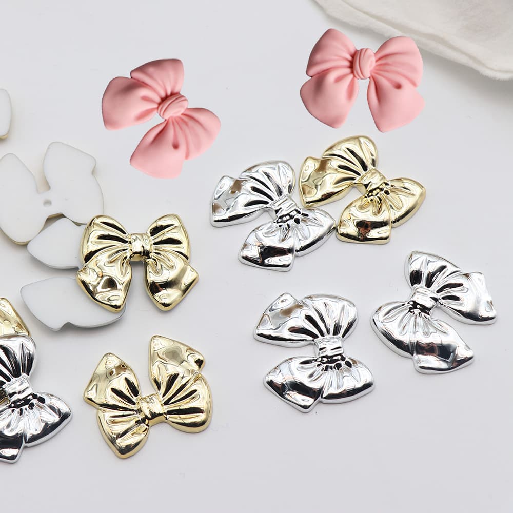 Electroplated Gold Silver Bow DIY Acrylic Mobile Phone Case Accessories Wash Cup Decoration Headwear Hairpin Jewelry