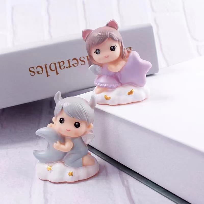 Star Moon Girl Boy Cake Decorative Ornaments Baking Birthday Baby Angel Doll Cute Dress Up