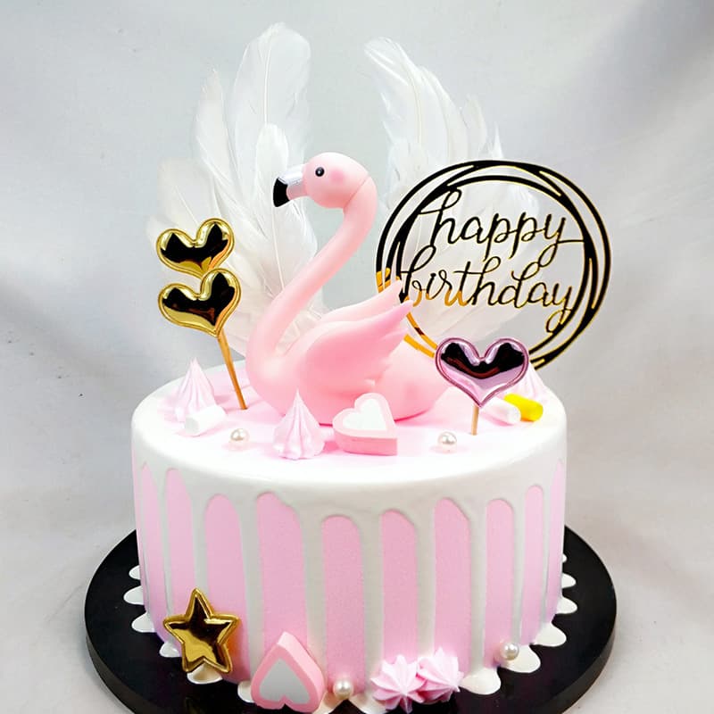 Flamingo Decoration Cake Decoration Birthday Baking Swan Vinyl Flamingo Doll Luminous Love Bird Toy
