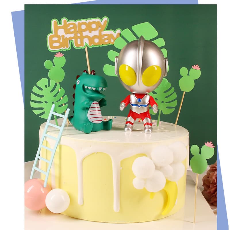 Children's Day Baking Cake Decoration Small Dinosaur Small Monster Green Dinosaur Cute Cartoon Birthday Dress Internet Celebrity