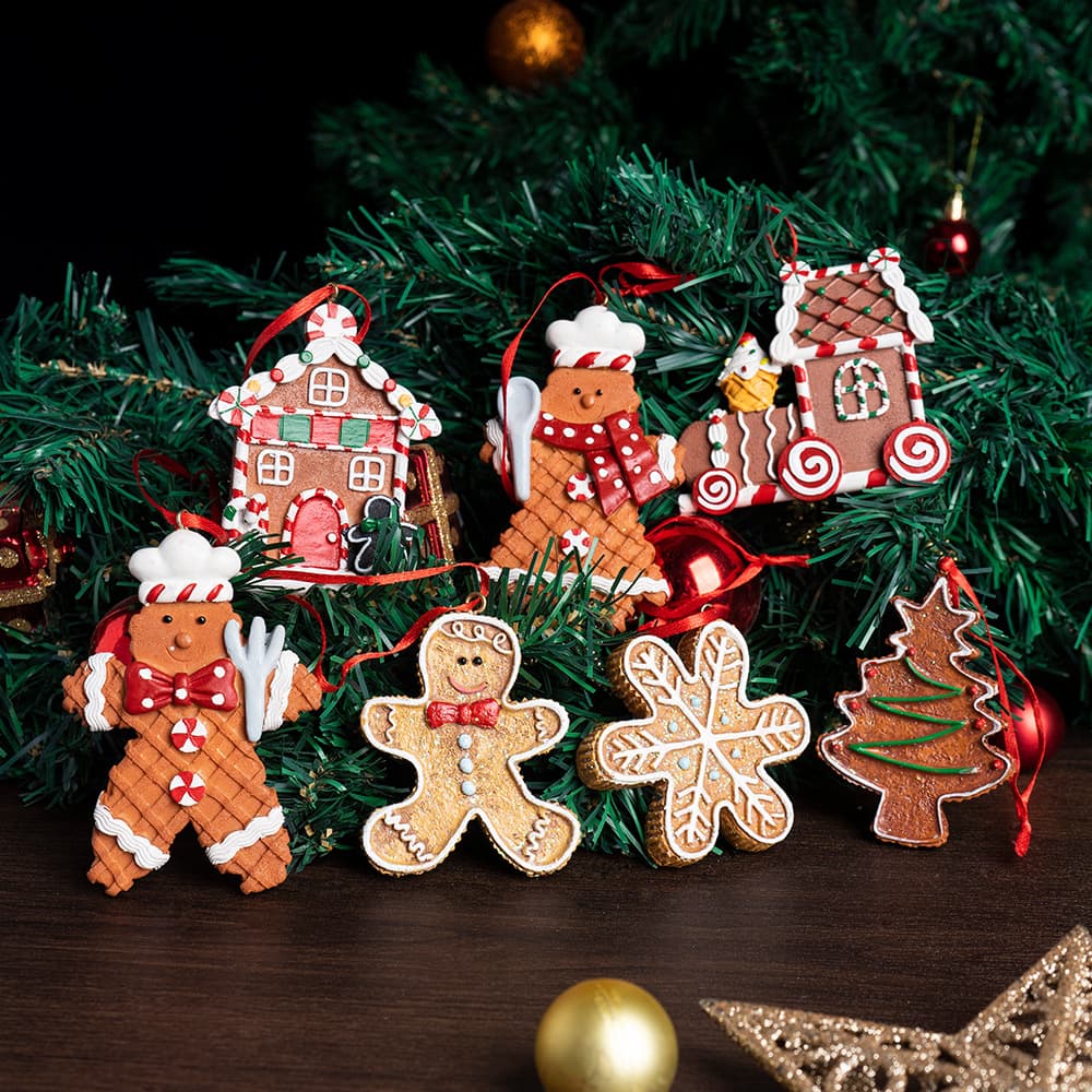 Cross-Border Christmas Tree Pendant Christmas Hanging Ball Snowflake Gingerbread Man Christmas Decoration Reindeer Black Bear Resin Crafts