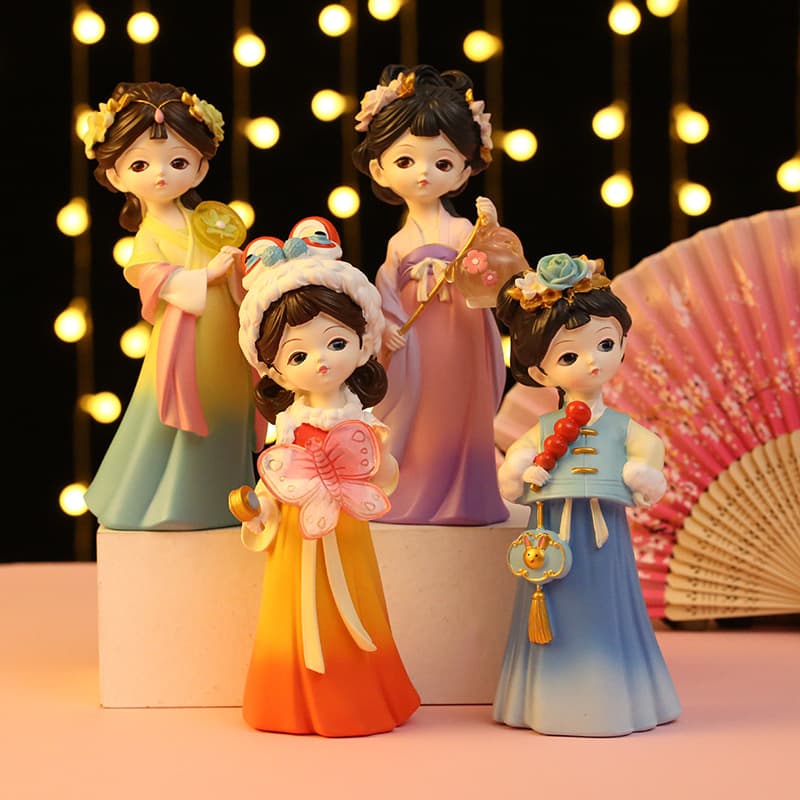 Chinese Style Ancient Girl Prosperity Hand-Made Office Ornaments Creative Ancient Costume Han Dynasty Girl Gift for Best Friend
