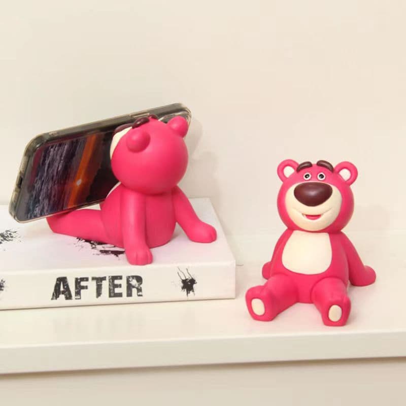 Creative Pink Bear Phone Stand Desktop Cartoon Ornament Tablet Girly Phone Holder Gift Girly Style