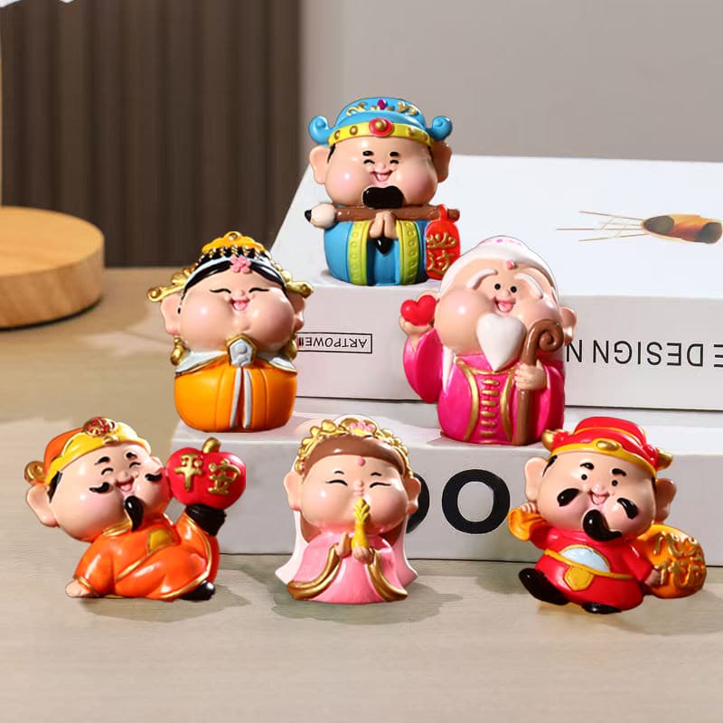 Fortune-Bringing Five-Lord God of Wealth Desktop Ornament, Wealth-Attracting Little God for Home Entrance, Tv Cabinet, Office, Housewarming Gift
