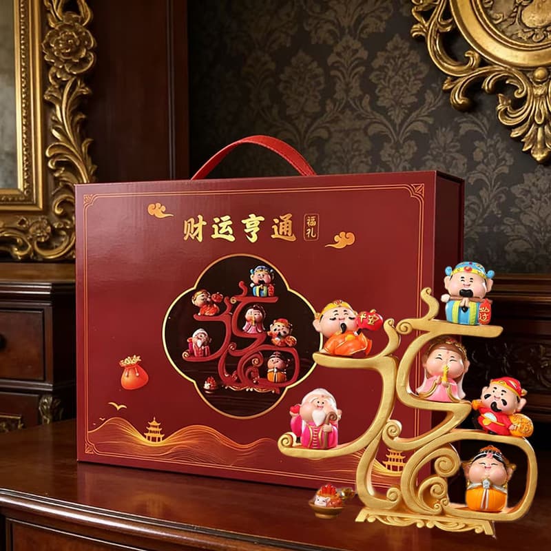 Five-Way God of Wealth Figurine Creative Office Home Decoration Ornament for Entryway Tv Cabinet Opening Housewarming Gift