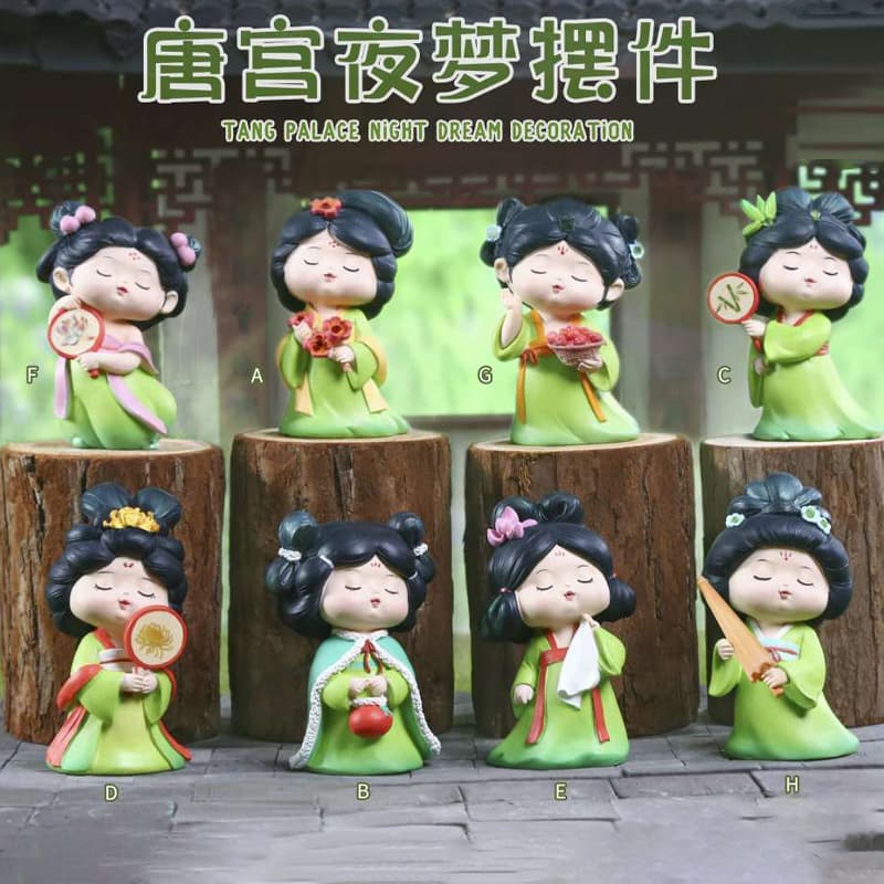 Ancient Style Tang Lady Ins Tang Palace Night Dream Cute Girl Resin Figure Scenic Spot Night Market Stall Hot Selling Gift