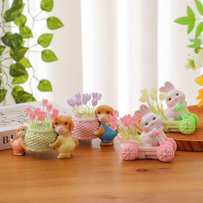 Tulip Night Light DIY Cute Rabbit Puppy Handmade Birthday Gift Practical Small Ornaments for Girlfriends and Besties