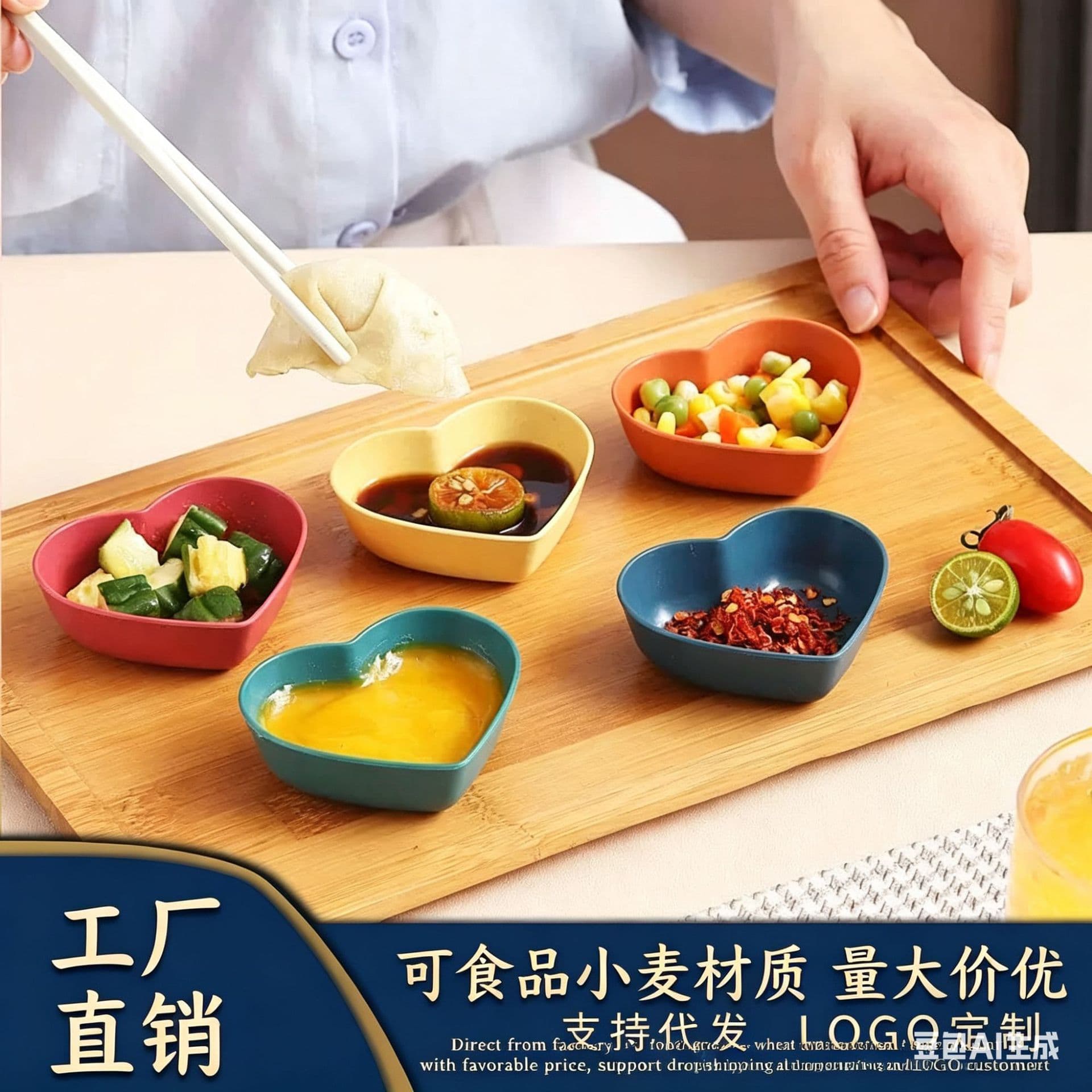 Leaf saucer saucer snack saucer Pickles round dipped in seasoning heart-shaped wheat saucer vinegar soy sauce saucer creative dish