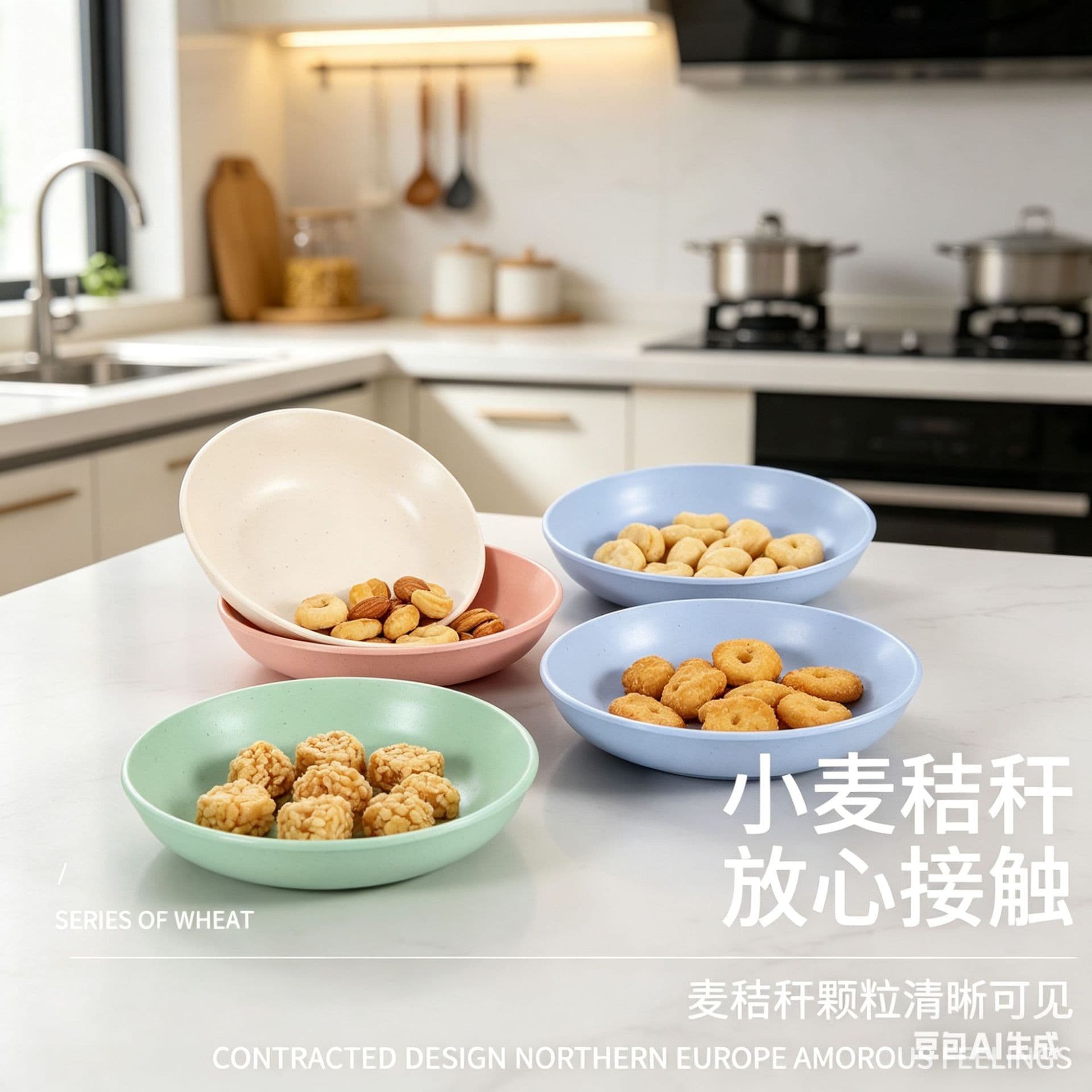 Wheat Straw Home Barbecue Dip Small Plate Pickles Small Plate Salad Plate Plastic Snack Plate Tableware Wholesale