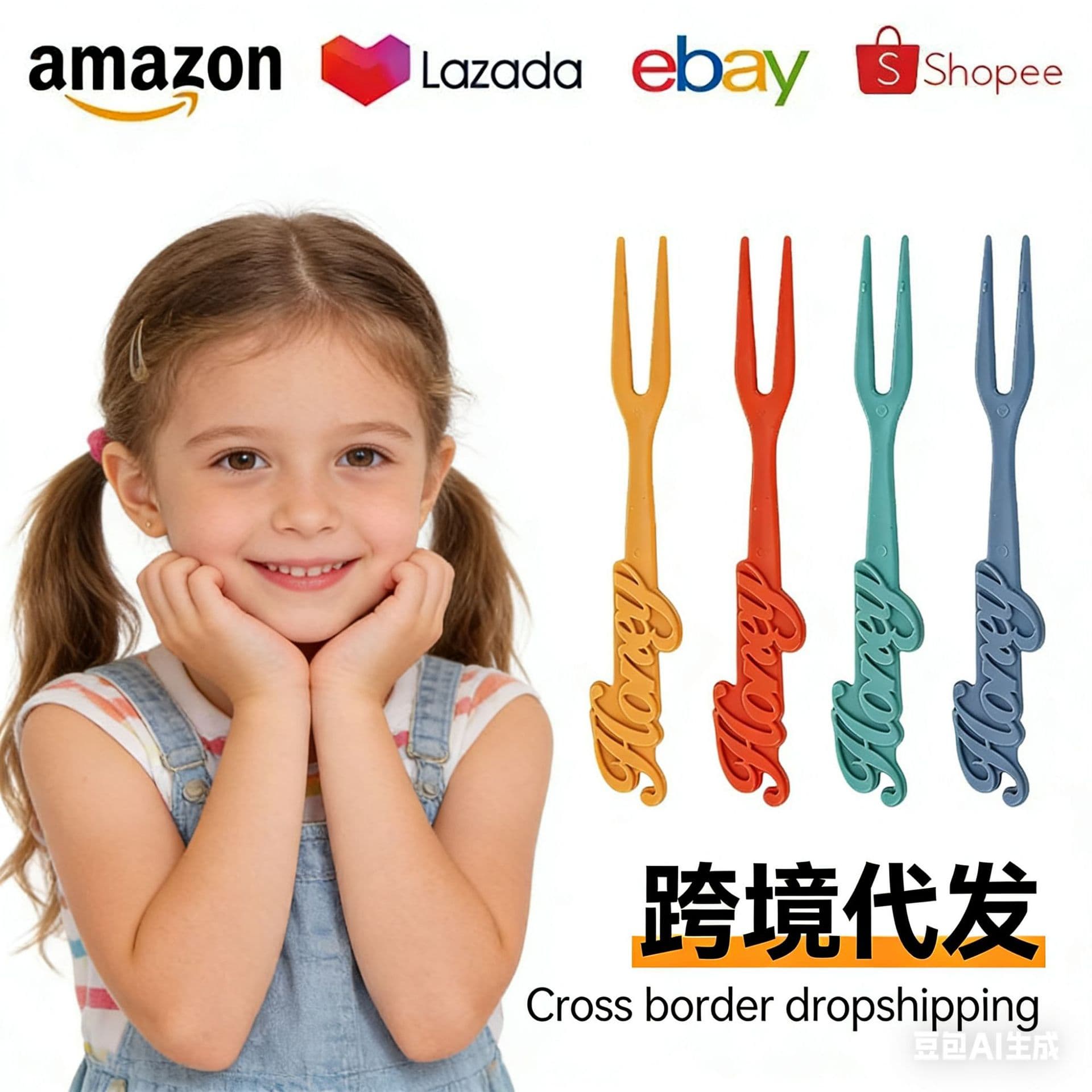 Creative Plastic Fruit Fork Household Fruit Pick Fashion Dessert Fork Cake Small Fork Hotel Western Food Fruit Fork